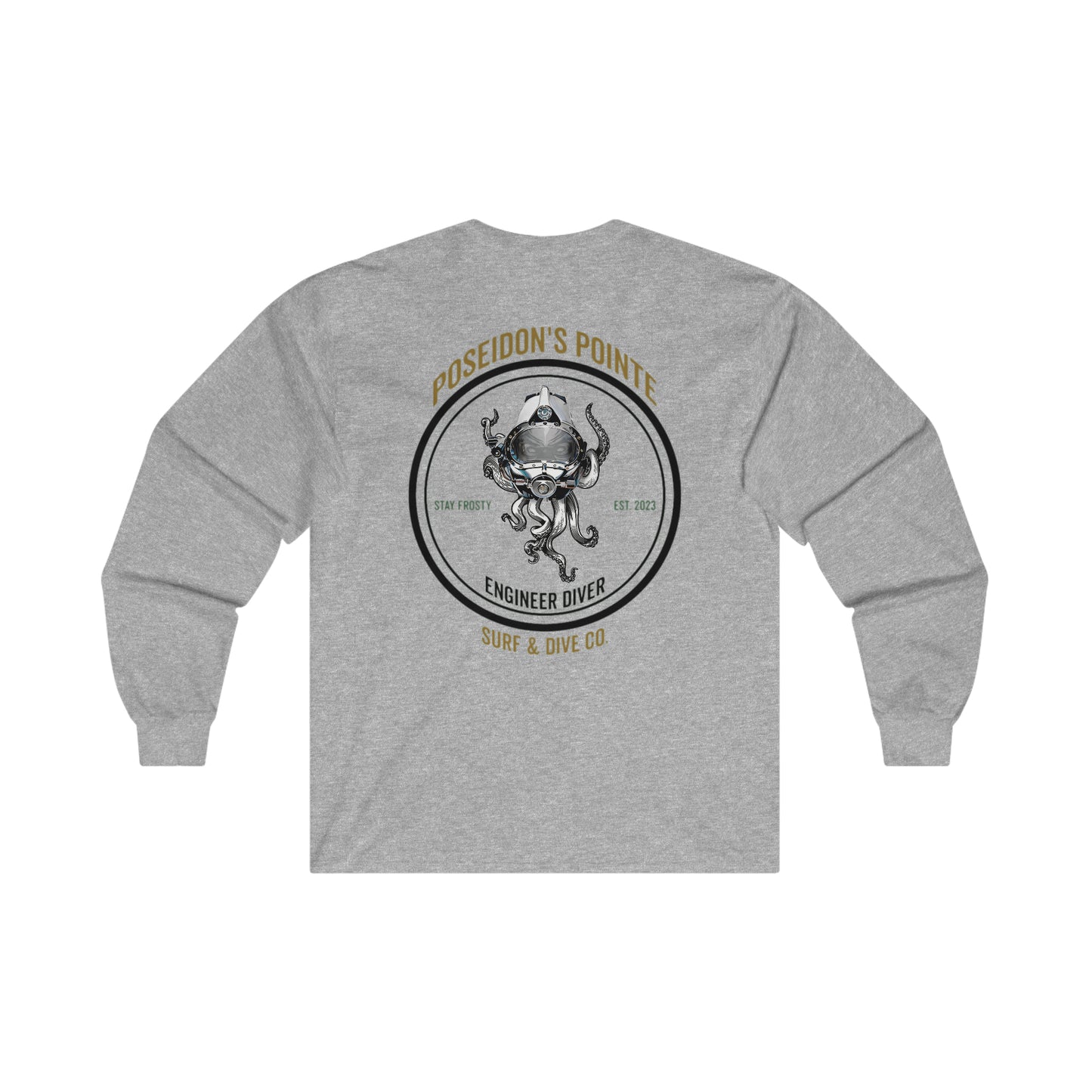 Engineer Diver (Green / Gold) - Skullupus in Kirby Morgan Helmet - Ultra Cotton Long Sleeve Tee