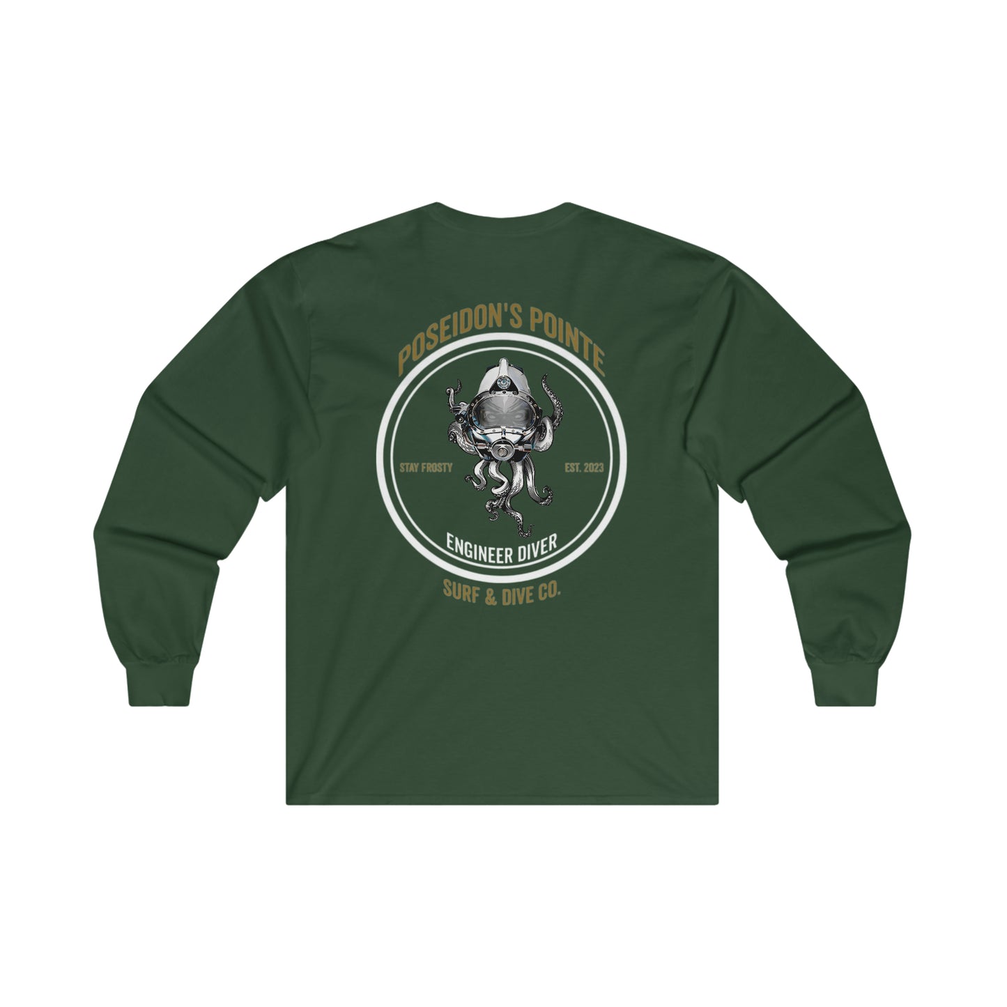 Engineer Diver (Green / Gold) - Skullupus in Kirby Morgan Helmet - Ultra Cotton Long Sleeve Tee