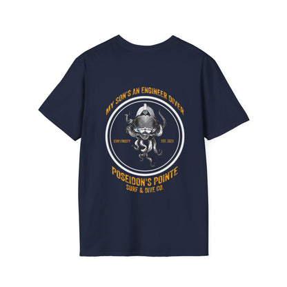 My Son's an Engineer Diver - Skullupus in Kirby Morgan Dive Helmet Unisex Softstyle T-Shirt